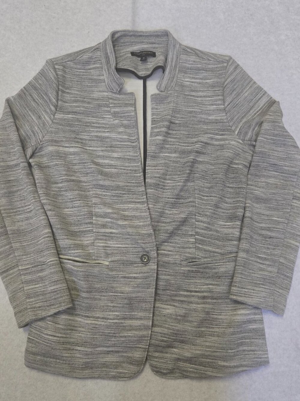 Banana Republic Gray White Striped Blazer Jacket Medium